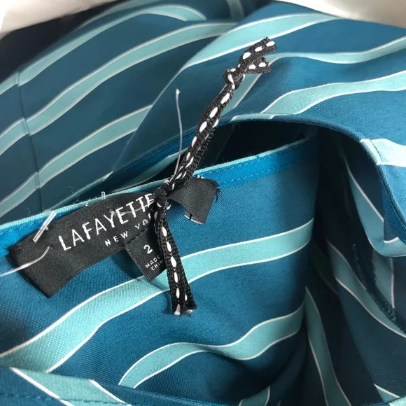 ❎SOLD Lafayette 148 Siri Wrap Dress Striped Blue Pacific Sleeveless Long Dress 2 - Picture 8 of 14